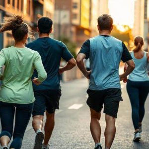 Grupo de personas corriendo en mitad de la calle